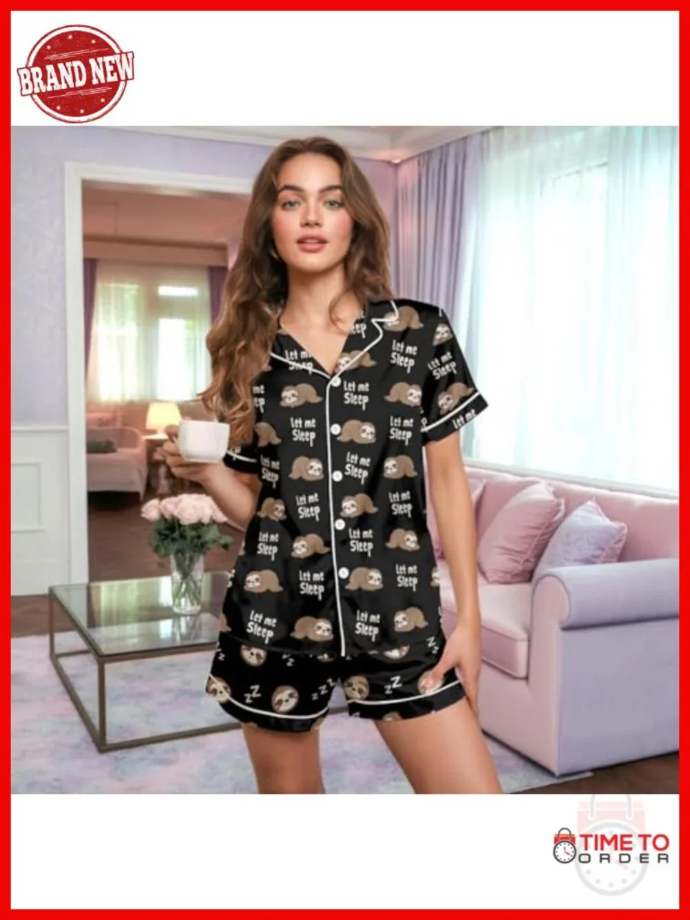 Satin Pajama Set - 2 Piece Button Down Short Pajamas for Summer Lounging